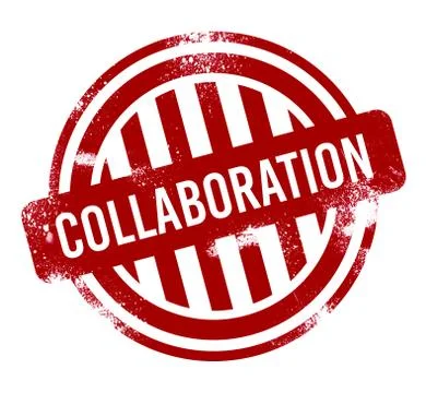 Collaboration - red grunge button, stamp Stock Illustration