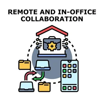 Collaboration for remote and office work project team Stock Illustration