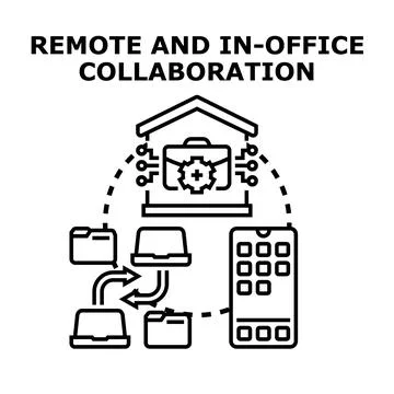 Collaboration for remote and office work project team 스톡 일러스트