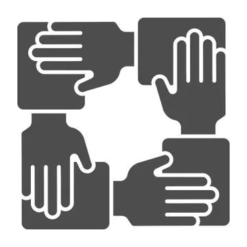 Collaboration solid icon. Hands community vector illustration isolated on white Stockillustratie