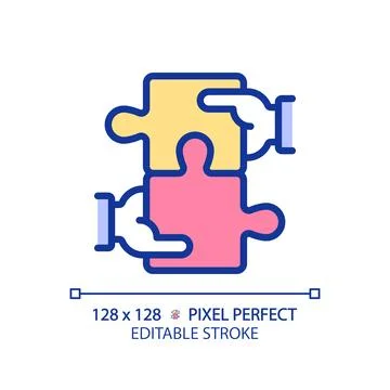 Collaboration for STEM pixel perfect RGB color icon Stock Illustration