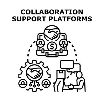 Collaboration support platforms concept promoting teamwork and business syner Ilustración de archivo