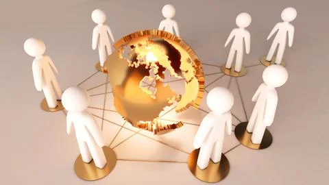 Collaboration system is a network in a global organization. connect people .. Stock Illustration