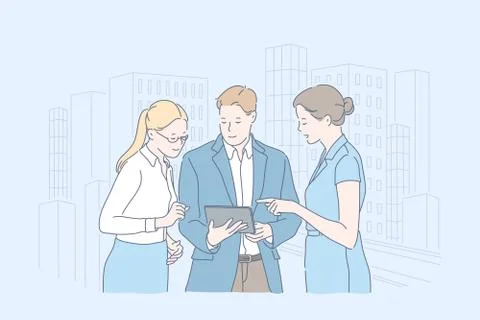 Collaboration, teamwork, development, plan, business concept. Illustrazione stock