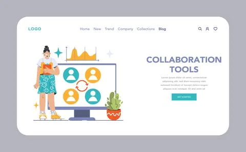 Collaboration Tools concept. Flat vector illustration Illustrazione stock