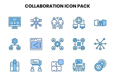 Collaboration Two Colour Bundle Icons Pack Ilustración de archivo