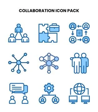 Collaboration Two Colour Collection Icons Pack Ilustración de archivo