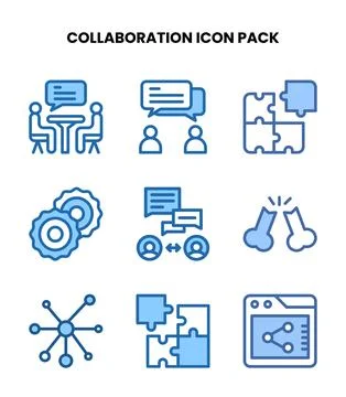 Collaboration Two Colour Collection Icons Pack Ilustración de archivo