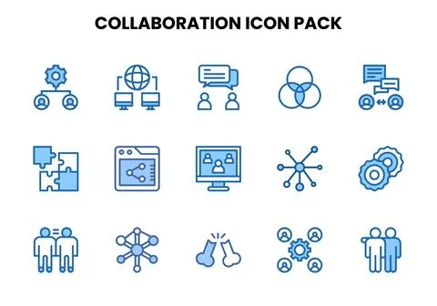 Collaboration Two Colour Design Icons Pack Stock Illustration