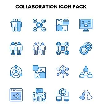 Collaboration Two Colour Icons Pack Stock Illustration