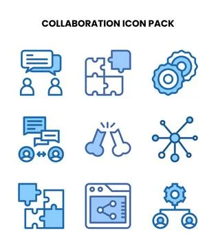 Collaboration Two Colour Scalable Icons Pack Stock Illustration