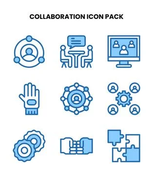Collaboration Two Colour Vector Icons Pack Stock Illustration