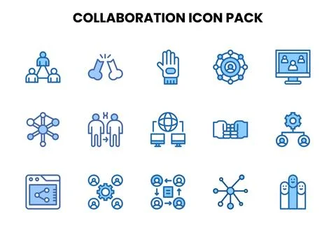 Collaboration Two Colour Vector Icons Pack Stock Illustration