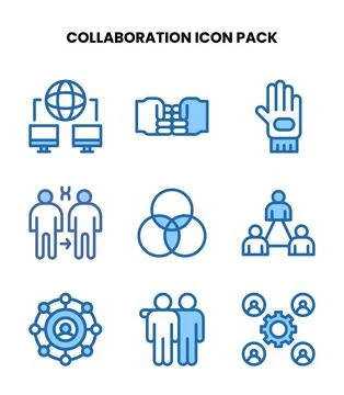 Collaboration Two Colour Vector Icons Pack Stock Illustration