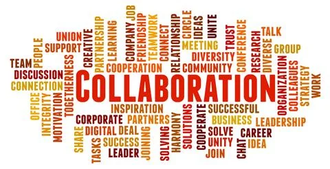 Collaboration word cloud concept Stock Photos