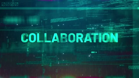 Collaboration Word on High Technology Futuristic Background Stock Footage 341306410
