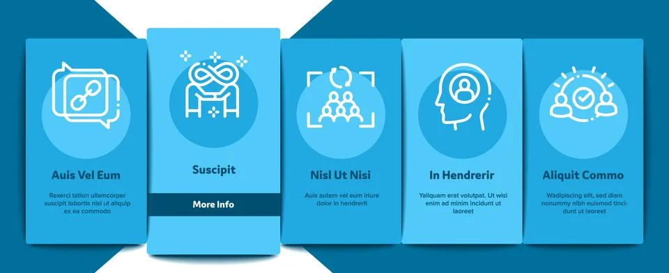 Collaboration Work Onboarding Elements Icons Set Vector Stock Illustration