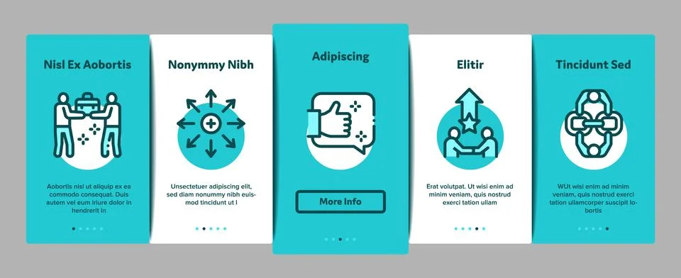 Collaboration Work Onboarding Elements Icons Set Vector Stock Illustration
