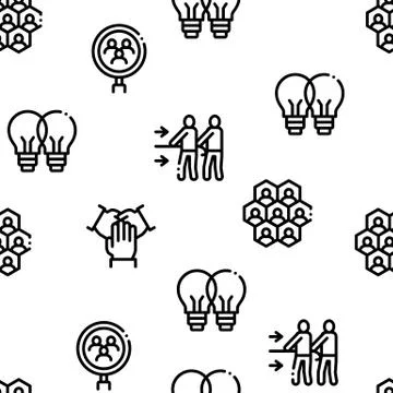 Collaboration Work Seamless Pattern Vector Stock Illustration