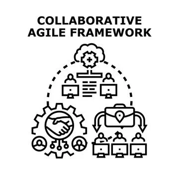Collaborative agile software development framework vector concept Stock Illustration