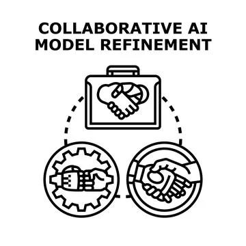 Collaborative ai model refinement combining human and robot efforts Stock Illustration