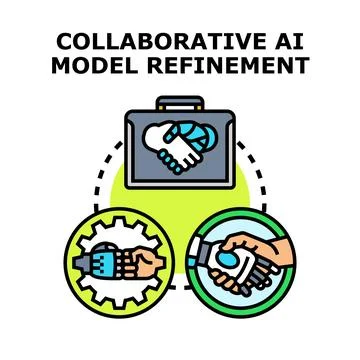 Collaborative ai model refinement combining human and robot efforts Stock Illustration