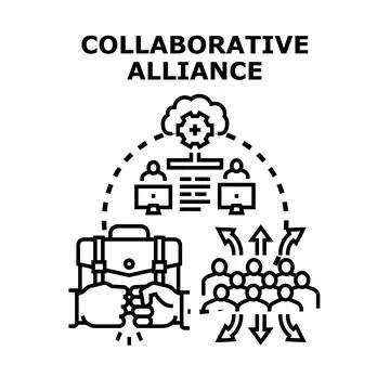 Collaborative alliance concept with teamwork and business partnership Stock Illustration