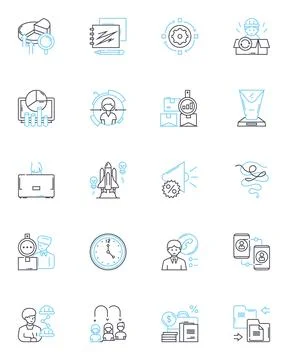 Collaborative approach linear icons set. Partnership, Teamwork, Synergy Stock Illustration