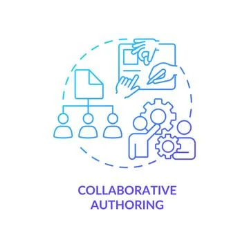 Collaborative authoring blue gradient concept icon Stock Illustration