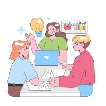 Collaborative Brainstorming concept. Flat vector illustration. 스톡 일러스트