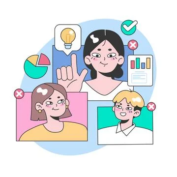 Collaborative brainstorming concept. Flat vector illustration. Ilustración de archivo