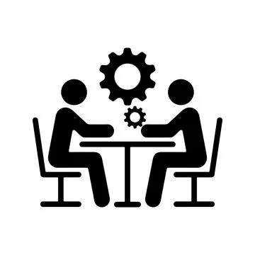 Collaborative Brainstorming with Gear Symbolism Illustrazione stock