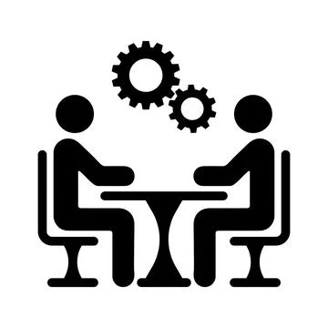 Collaborative Brainstorming with Gear Symbolism Stock Illustration
