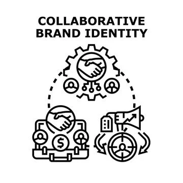 Collaborative brand identity development concept illustration Stock Illustration