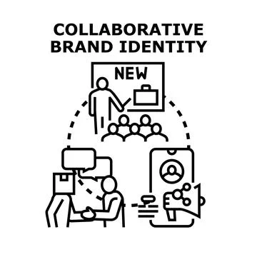 Collaborative brand identity development concept vector Stock Illustration