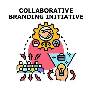 Collaborative branding initiative concept vector illustration Stock Illustration