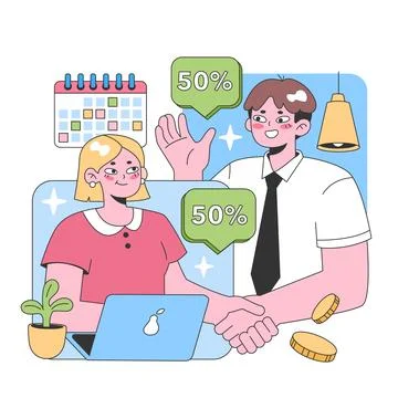 Collaborative business deal concept. Flat vector illustration Illustrazione stock