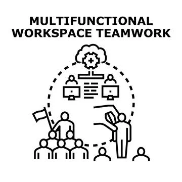 Collaborative business digital workspace solution teamwork concept 스톡 일러스트