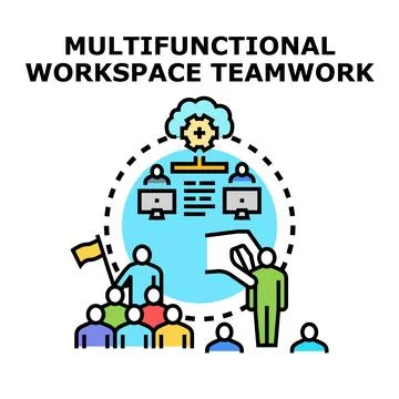 Collaborative business digital workspace solution teamwork concept Stock Illustration