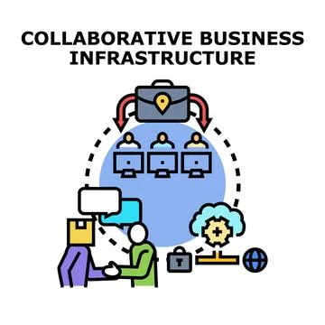 Collaborative business infrastructure connecting global teamwork Stock Illustration