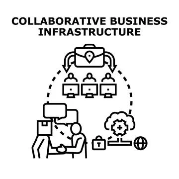 Collaborative business infrastructure connecting global teamwork Stock Illustration