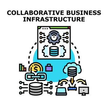 Collaborative business infrastructure data management conceptual diagram イラスト素材
