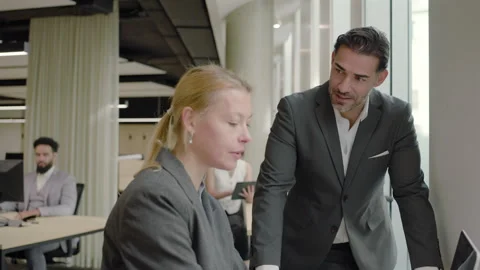 Collaborative Business Interaction in the Modern Office Environment of Todays Stock Footage 305442815