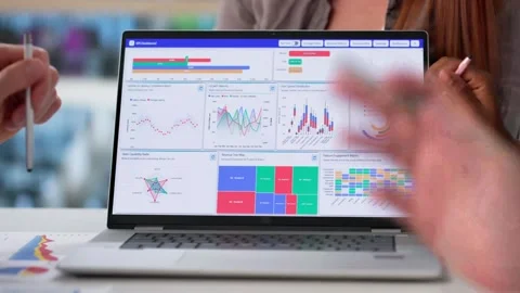 Collaborative Business Meeting With Predictive Dashboard Stock Footage 315204717