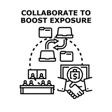 Collaborative business partnership boosting digital marketing exposure Stock Illustration