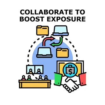 Collaborative business partnership boosting digital marketing exposure Stock Illustration
