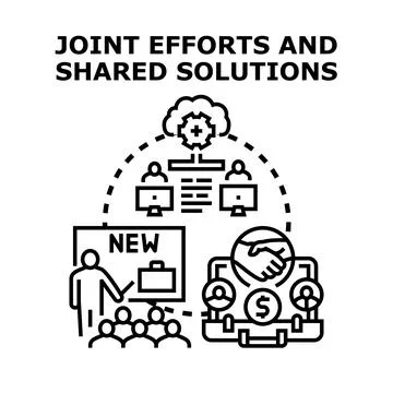 Collaborative business strategy, shared solutions, and team consulting Stock Illustration