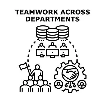 Collaborative business team working across departments with data Stock Illustration