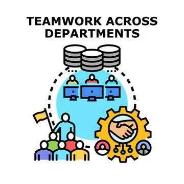 Collaborative business team working across departments with data Stock Illustration
