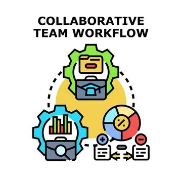 Collaborative business workflow with team project management process Stock-Illustration